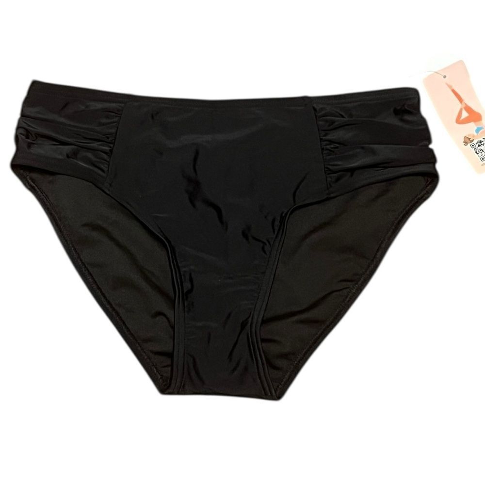 Attraco Sports Black Side Ruched Bikini Bottom, Size S, NWT - Picture 6 of 11